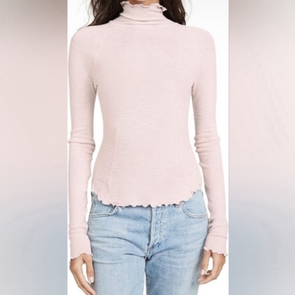 NWT Intimately Free People Make It Easy /Skyline Waffle Turtleneck Top in Ballet